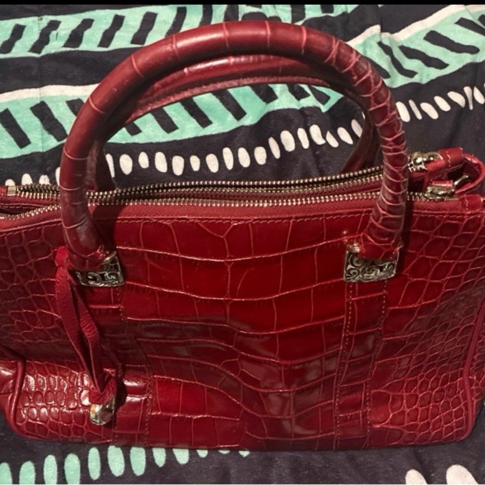 Brighton Red Croc-Embossed Satchel
